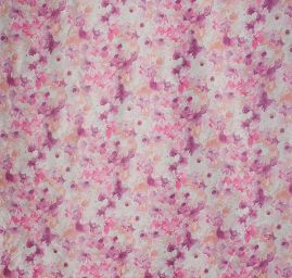 Organza tisk květin růžová/fialová