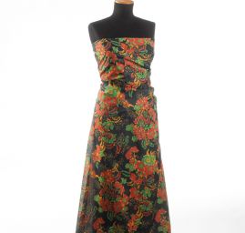 Organza tisk květin černá