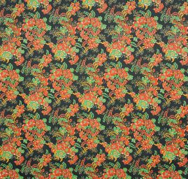 Organza tisk květin černá