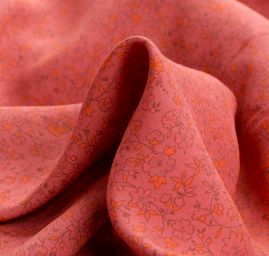 Viskozová letní látka kytičkový motiv červeno/žlutá