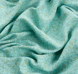 Viskozová letní látka kytičkový motiv mint/žlutá