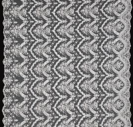 Bordurová krajka výšivka na tylu bílá barokní motiv