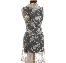 Krajka výšivka na tylu korálky/rokajl/perličky