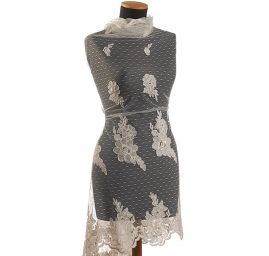 Krajka bordurová výšivka růže/puntíky smetanová