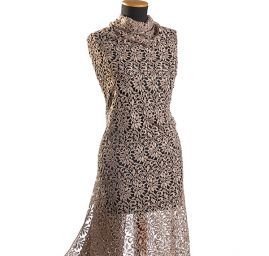 Efektní hrubá krajka motiv květ/ornament šedohnědá