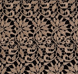 Efektní hrubá krajka motiv květ/ornament šedohnědá