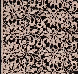 Efektní hrubá krajka motiv květ/ornament broskvová