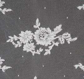 Krajka/tyl s puntíky a květinovou výšivkou bílá 