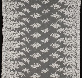 Krajka výšivka na tylu květinový motiv slonová kost 