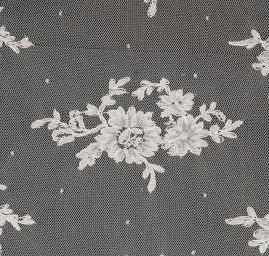 Krajka výšivka na tylu květinový motiv slonová kost 