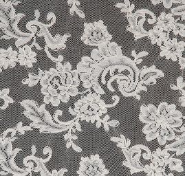 Krajka výšivka na tylu květinový motiv slonová kost