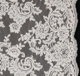 Krajka výšivka na tylu květinový motiv slonová kost