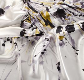 Satén hedvábný tisk malba květy