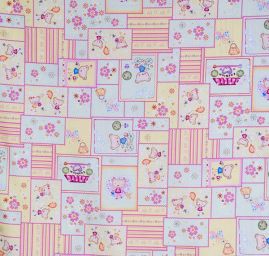 Bavlněná látka patchwork medvídci žlutá/zelená