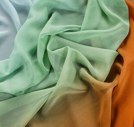 Šifon duhový skořicový/zelený/sv. modrý