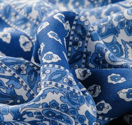 Viskozová šatová látka květinový vzor proužků