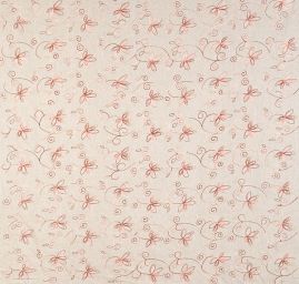 Len výšivka vzor květin hnědobéžový