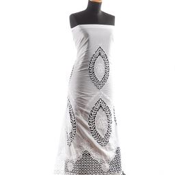 Bavlněné plátno s výšivkou rišelie bílá