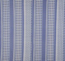 Viskozová šatová látka ornament/proužky modrá