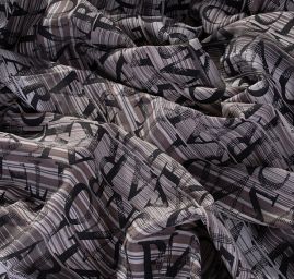 Bavlněná látka tisk proužky/písmo