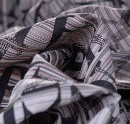 Bavlněná látka tisk proužky/písmo