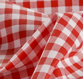 Bavlněná látka vzork kostek kanafas červenobílá