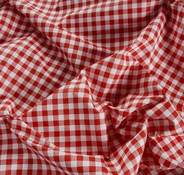 Bavlněná látka vzork kostek kanafas červenobílá