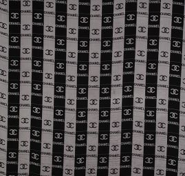 Hedvábný šifon geometrický vzor černá/sv.šedá