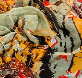 Hedvábný šifon zvířecí vzor
