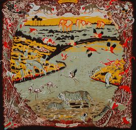 Hedvábný šifon zvířecí vzor