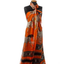 Hedvábný šifon koně oranžová/hnědá