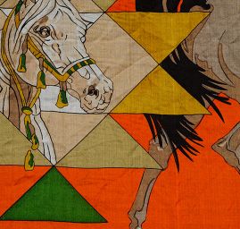 Hedvábný šifon koně oranžová/hnědá