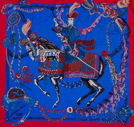 Hedvábný šifon jezdec na koni