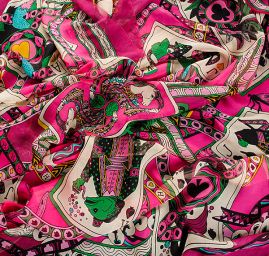 Hedvábný šifon zvířecí karty