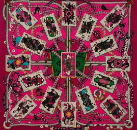 Hedvábný šifon zvířecí karty