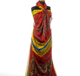 Hedvábný šifon slzičky/jezdec na koni červený