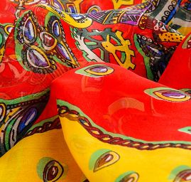 Hedvábný šifon slzičky/jezdec na koni červený