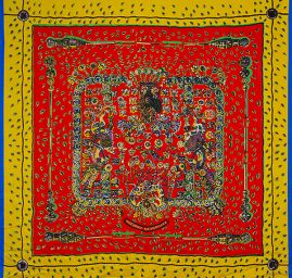 Hedvábný šifon slzičky/jezdec na koni červený