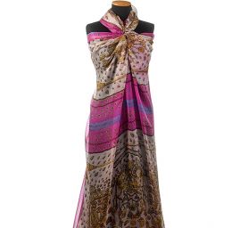 Hedvábný šifon slzičky/jezdec na koni růžový