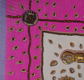 Hedvábný šifon slzičky/jezdec na koni růžový