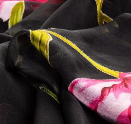 Hedvábný šifon/satén tulipány