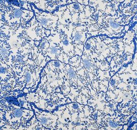 Hedvábný satén japonerie ptáčci/květy