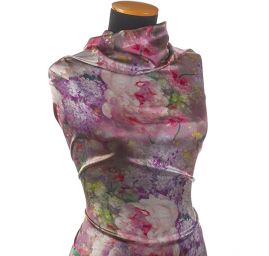 Hedvábný satén květinový motiv malba akvarel