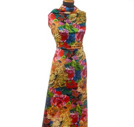 Hedvábný satén květinový motiv