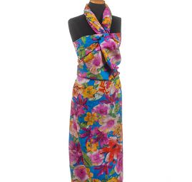 Hedvábný žakár tisk květinový vzor