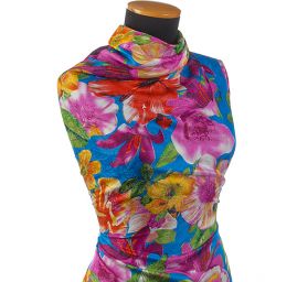 Hedvábný žakár tisk květinový vzor