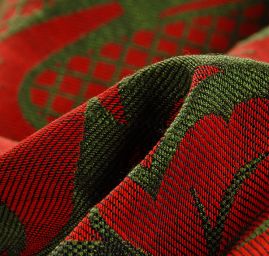 Replika historické tkaniny Rokoko červená/zelená