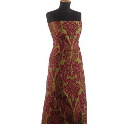 Replika historické tkaniny Rokoko fuchsiová/zelená