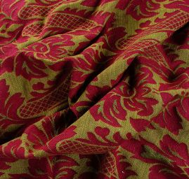 Replika historické tkaniny Rokoko fuchsiová/zelená