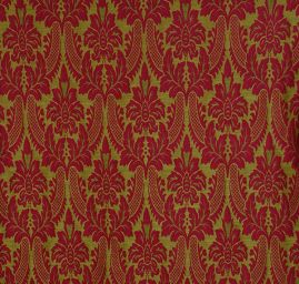 Replika historické tkaniny Rokoko fuchsiová/zelená